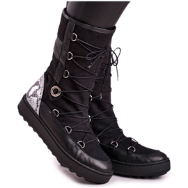 Crna antilop s krznom Laura Messi Snježne čizme 2054