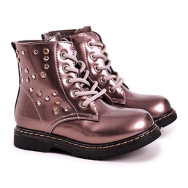 Dječje tople čizme s lakiranim slavom od kamenčića srebro siva