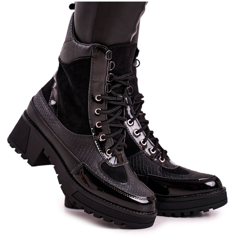 Čizme Radnici zagrijani crni ispis životinja Helena crno