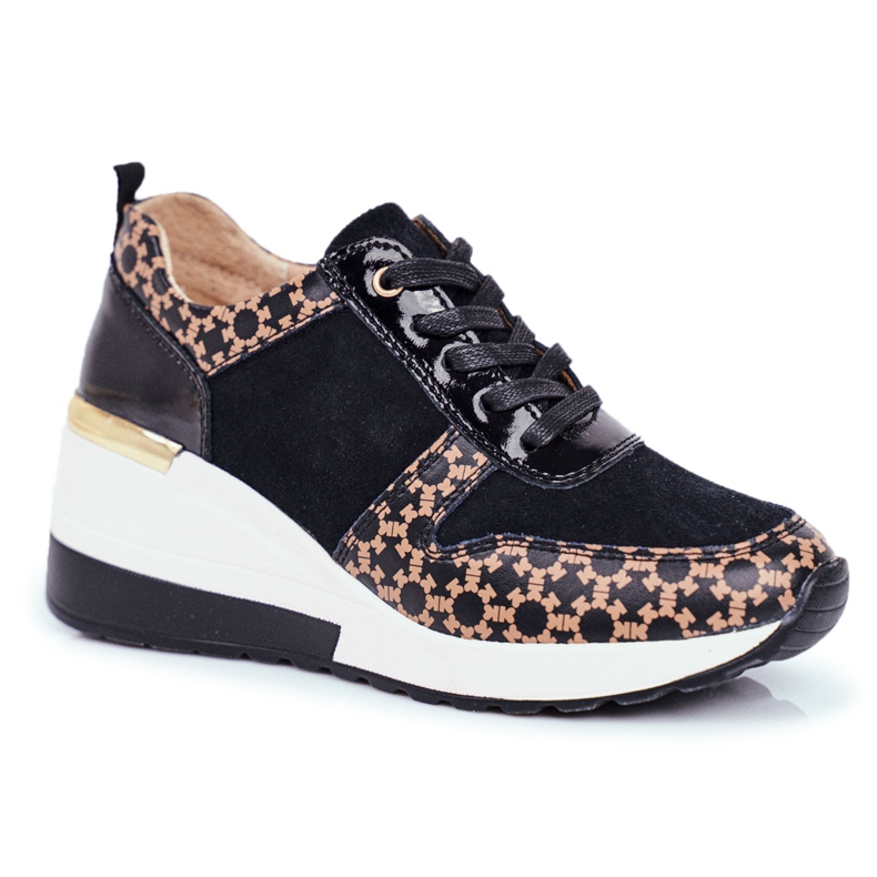 S.Barski Ženske sportske cipele Tenisice Crno -bijele Metronus bež zlatna