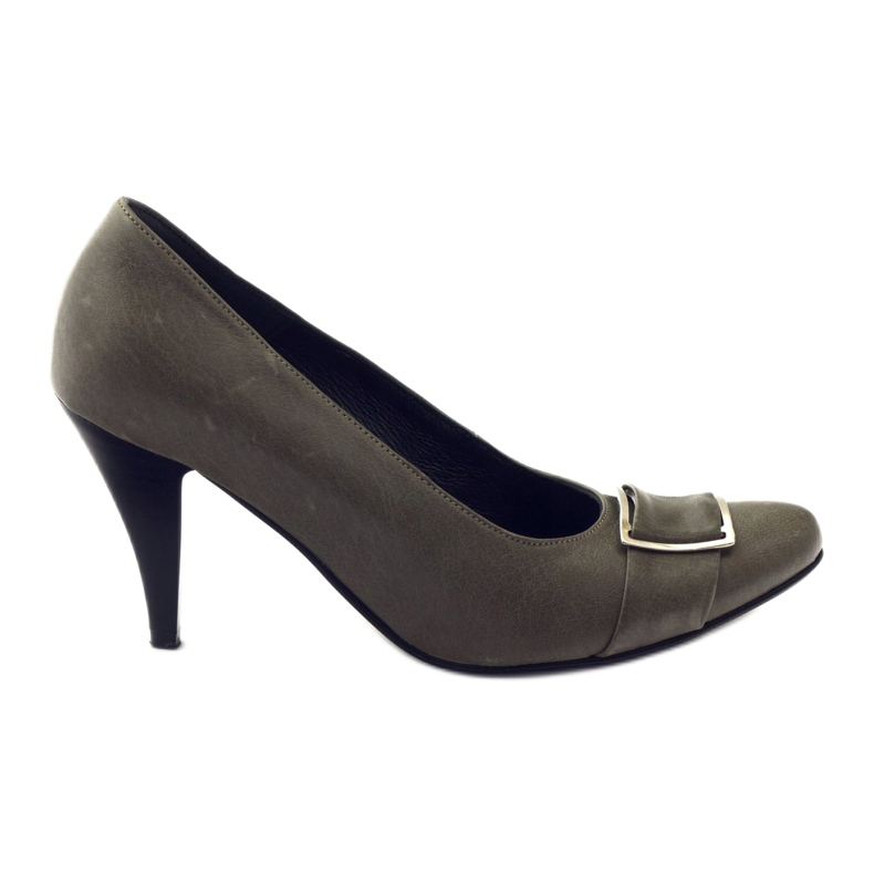 Sive kožne pumpe sa srebrnom stezaljkom Korda siva