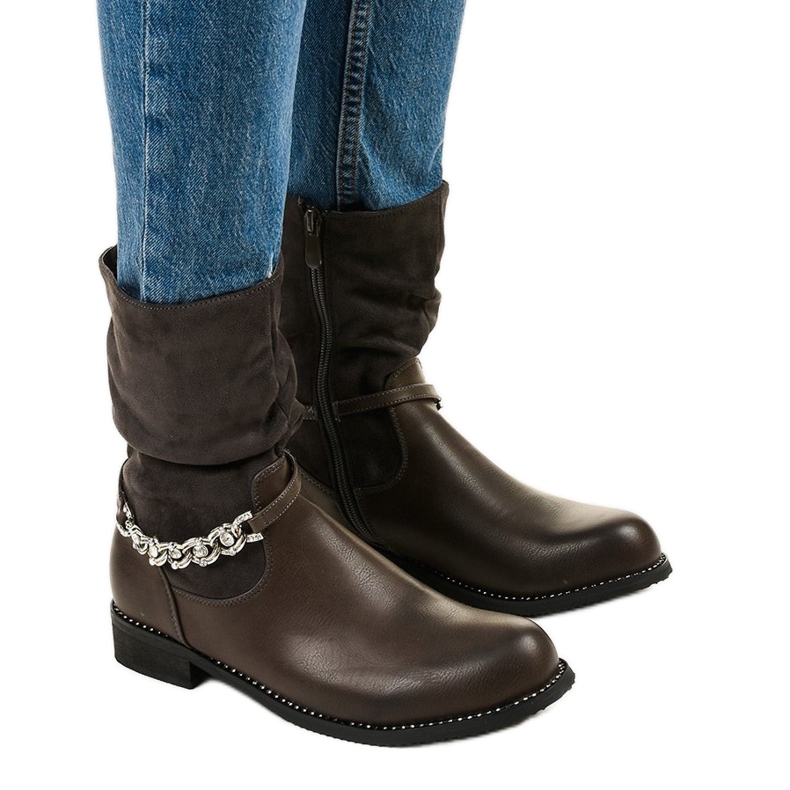 Sive ravne gležnjače s patentnim zatvaračem Petgell siva