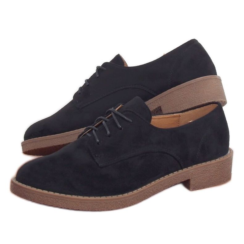 Crne TU146 Crne mokasine s vezicama crno