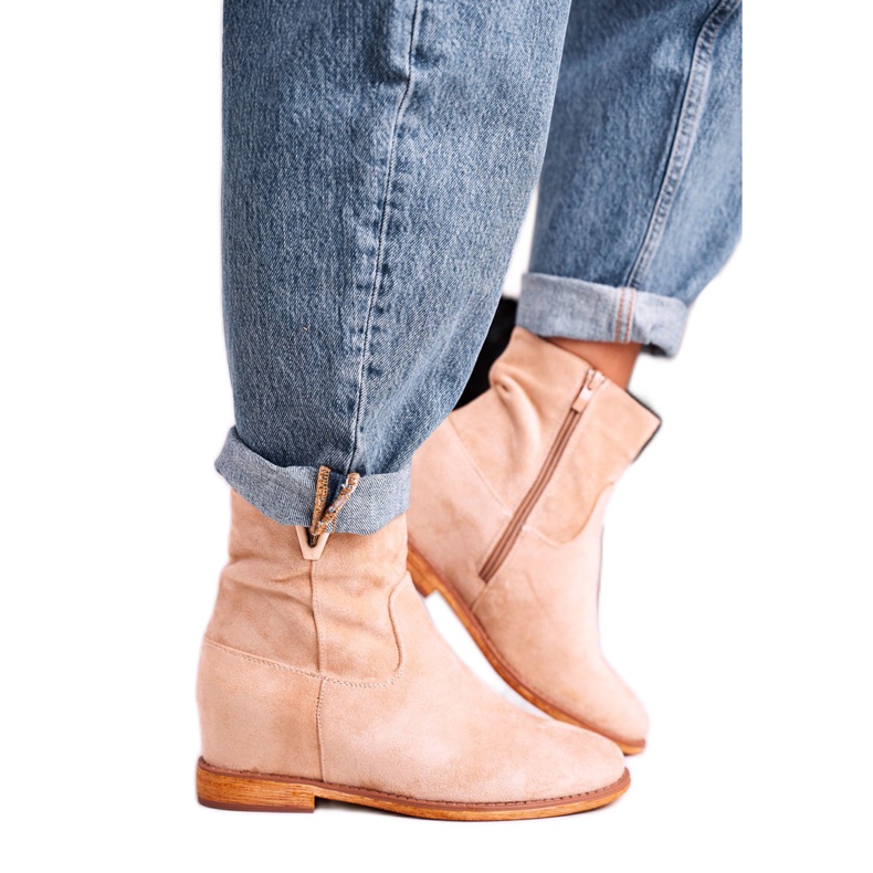 FG1 Ženske čizme do gležnja Suede Bež Vanya