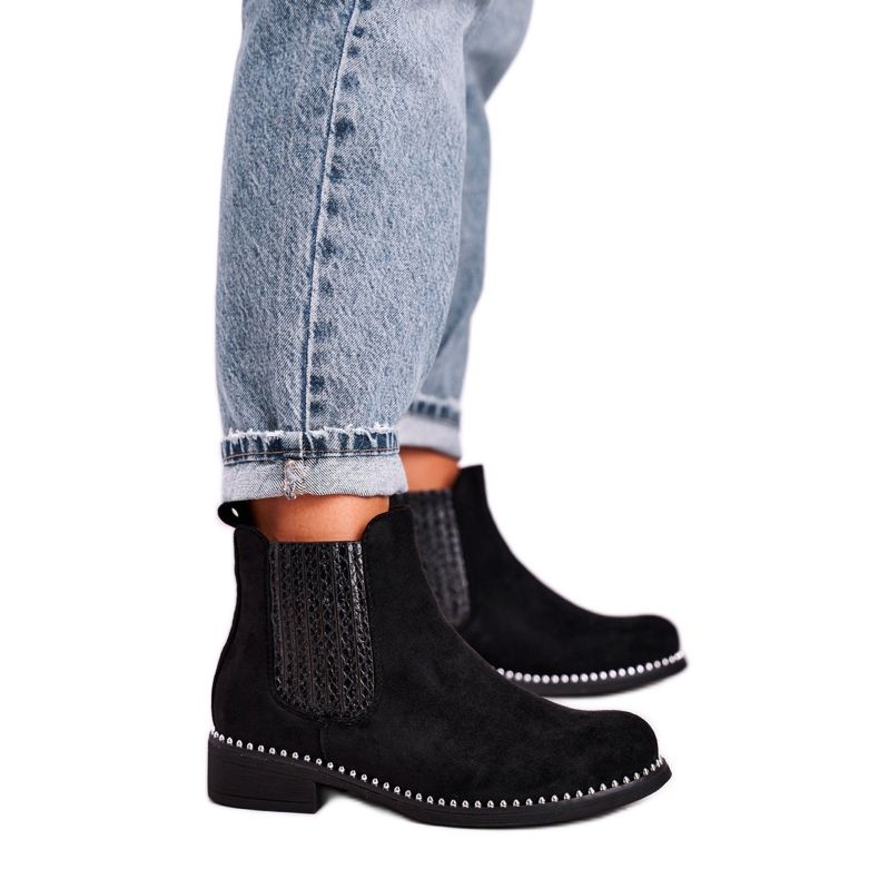 Ženske čizme Jodhpur čizme Suede Black Meagan crno