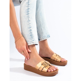 Ženske zlatne Shelovet papuče s platformom zlatna 2