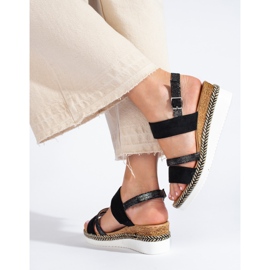 SHELOVET Crne ženske sandale na wedges crno 1