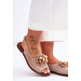 Ravne sandale od brušene kože Nicole 2805/042 bež 2