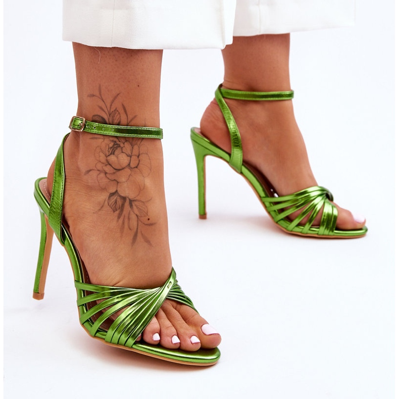 Ženske zelene sandale na visoku petu My Darling zelena 2