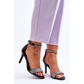 Ženske sandale na visoku petu s mlaznicama crne Perfecto crno 1