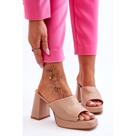 Bež kožne visoke pete Livesa 1