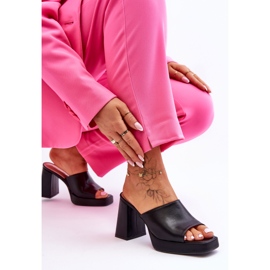 Crne Livesa kožne papuče s visokom petom crna 2