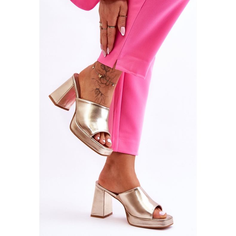 WS1 Zlatne Livesa kožne visoke pete zlatna 2