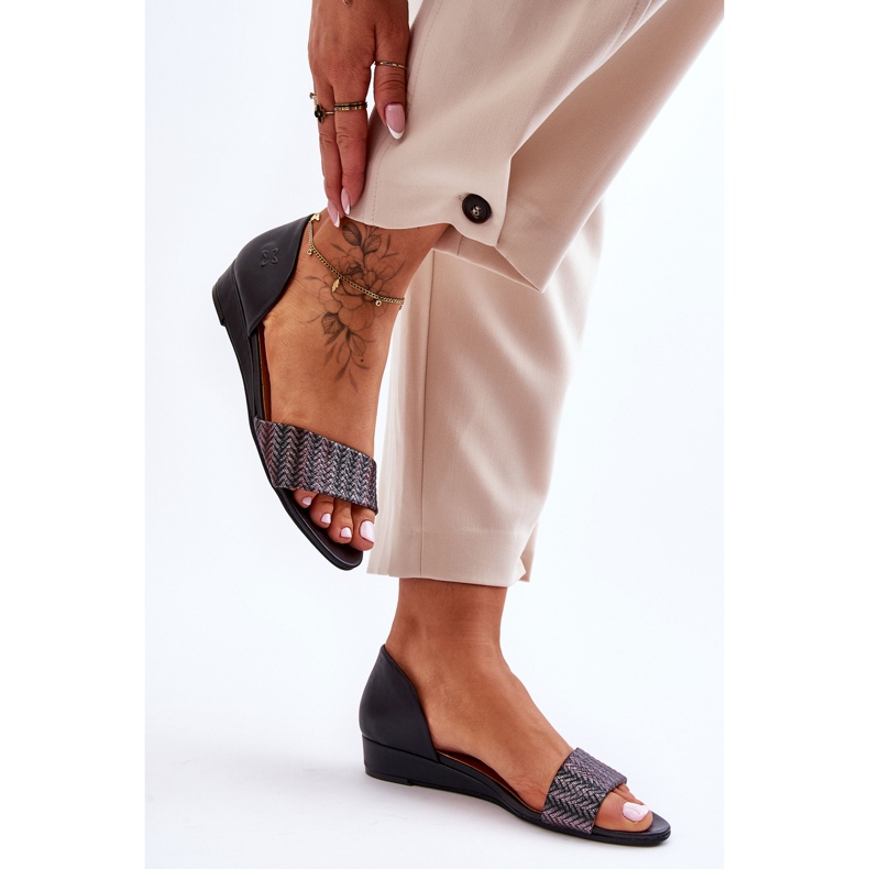 Kožne sandale Maciejka 1971-65 crne crno 2