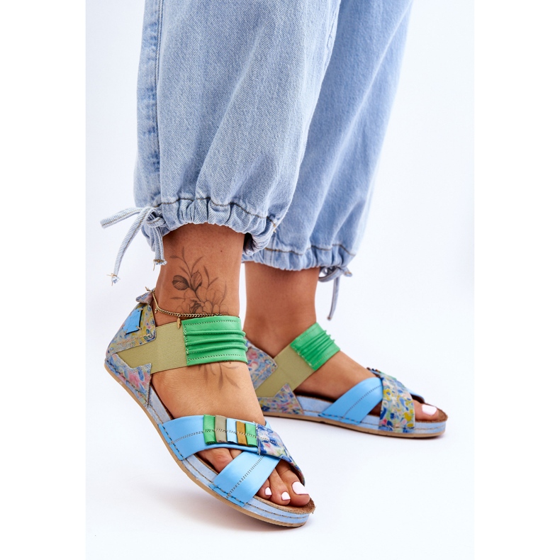 Kožne sandale s rubom Maciejka 03375-34 Plava 1