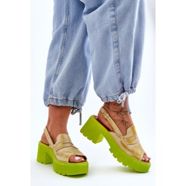 Kožne sandale na petu i platformu Maciejka 06039-07 Žuta žuta boja 2