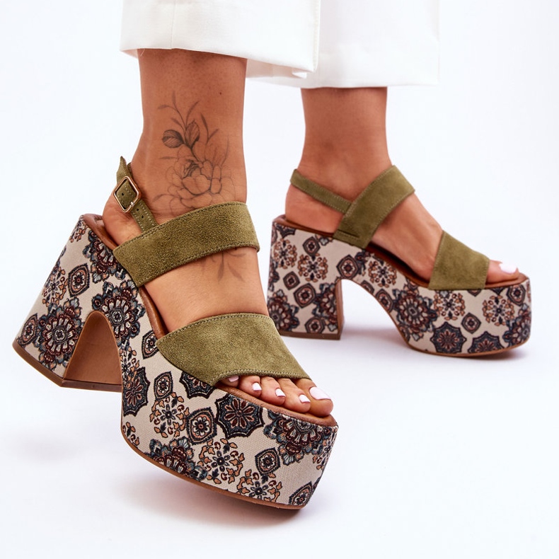 Kožne sandale na petu Maciejka 06089-24 Zelena 1