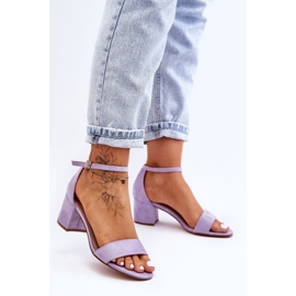 Klasične sandale na nisku petu od ljubičaste brušene kože za medeni mjesec ljubičasta 2