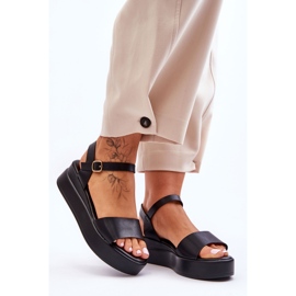 Udobne kožne sandale na tanku crnu Tifena crna 1