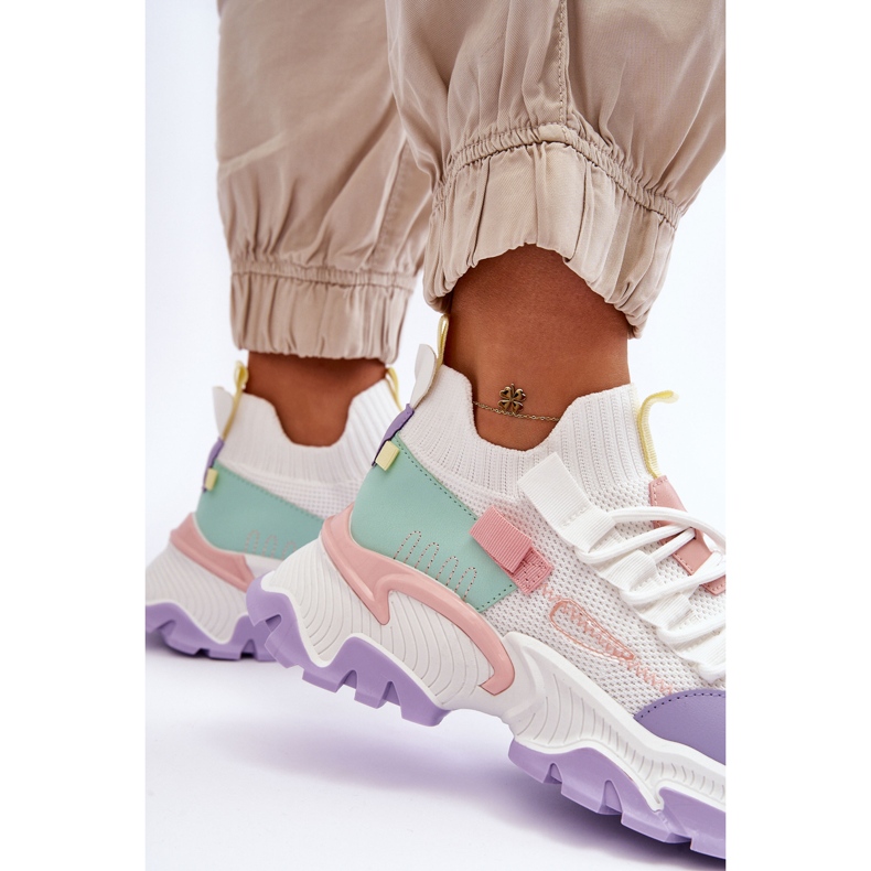 PS1 Ženske natikače s čarapama Bijelo/ljubičasti Keaton bijela 2