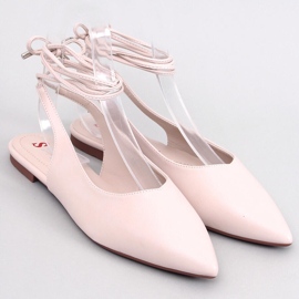 Jody Beige balerinke s otvorenom petom na vezanje bež 1