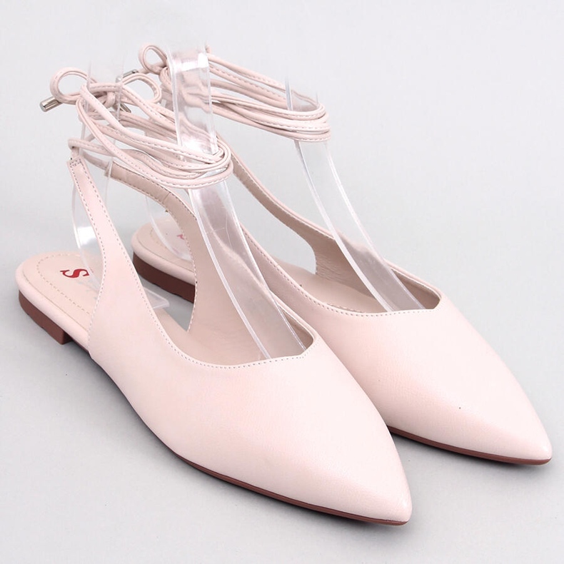 Jody Beige balerinke s otvorenom petom na vezanje bež 1