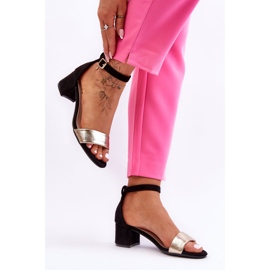 Layna udobne crne i zlatne sandale na nisku petu crno 2