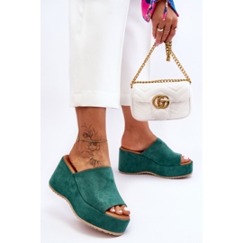 Ženske papuče na masivnu platformu Green Martina zelena 1