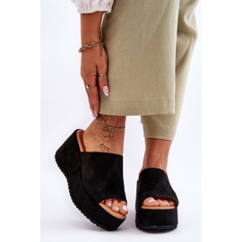 Ženske papuče na masivnu platformu Black Martina crno 1