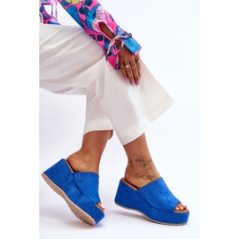 Ženske plave Martina debele papuče s platformom plava 8