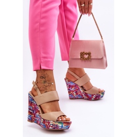 Calderia ženske sandale na klin, bež 2