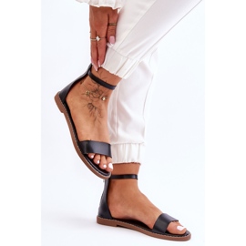 Millou crne kožne sandale s ravnim patentnim zatvaračem crno 2