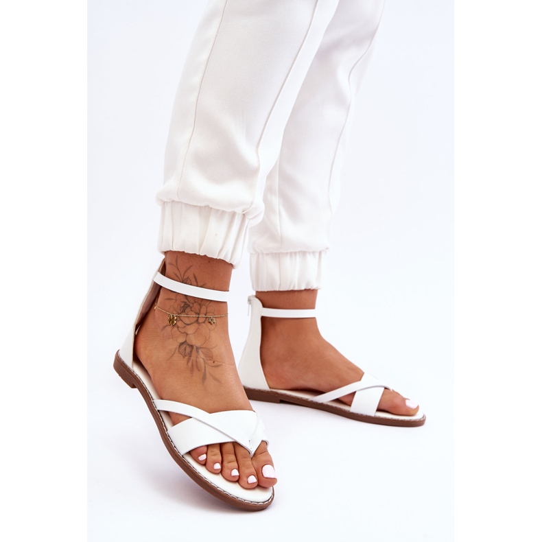 Ženske japanke s patentnim zatvaračem ravne sandale bijele boje! bijela 2