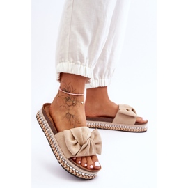 Ženske antilop papuče s mašnom bež Lauria 1