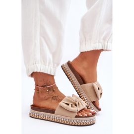 Ženske antilop papuče s mašnom bež Lauria 2