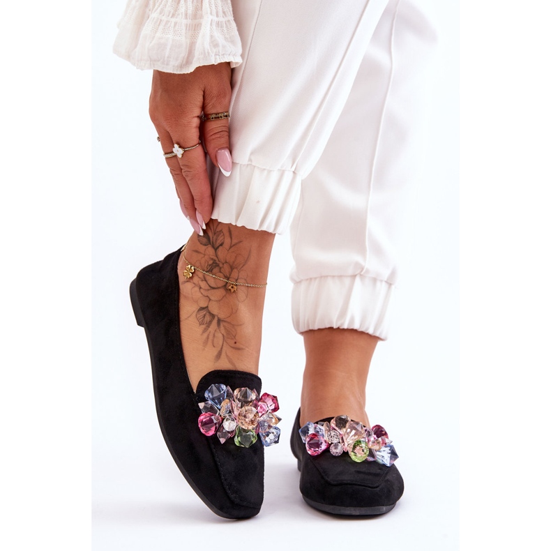 PS1 Crne Arvilla mokasine od brušene kože s ukrašenim kristalima crna 1