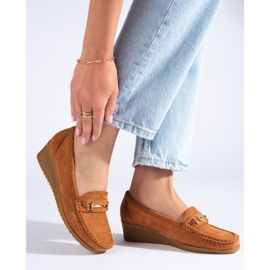 Ženske wedge mokasine od brušene kože Shelovet smeđe smeđa 1