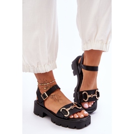 Emori ženske Emori kožne ukrašene kožne sandale crna 2