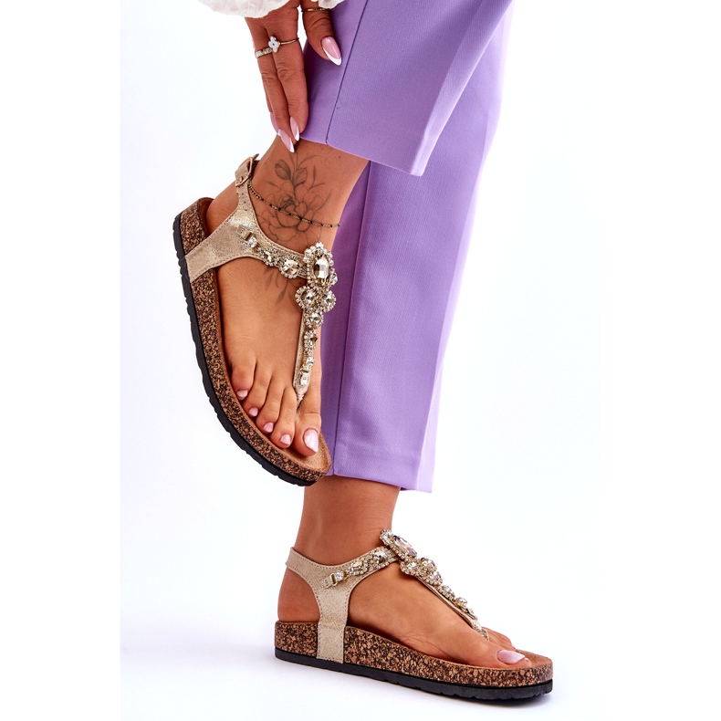 Japanke Sandale na plutenoj platformi Zlatna Naomi 4