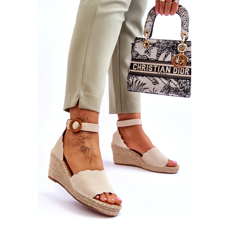 Evento Kožne sandale na tanku udobnu cipelu Bež Verola 1