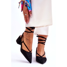 Crne Carlotte salonke na nisku petu s čvorovima crno 1