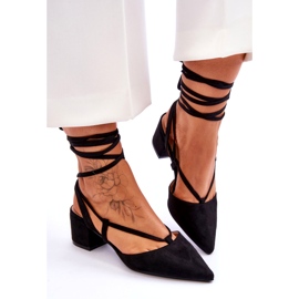 Crne Carlotte salonke na nisku petu s čvorovima crna 4