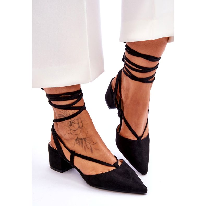 Crne Carlotte salonke na nisku petu s čvorovima crna 4