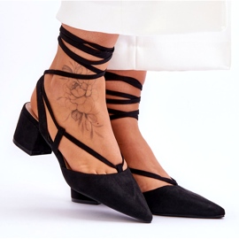 Crne Carlotte salonke na nisku petu s čvorovima crno 6