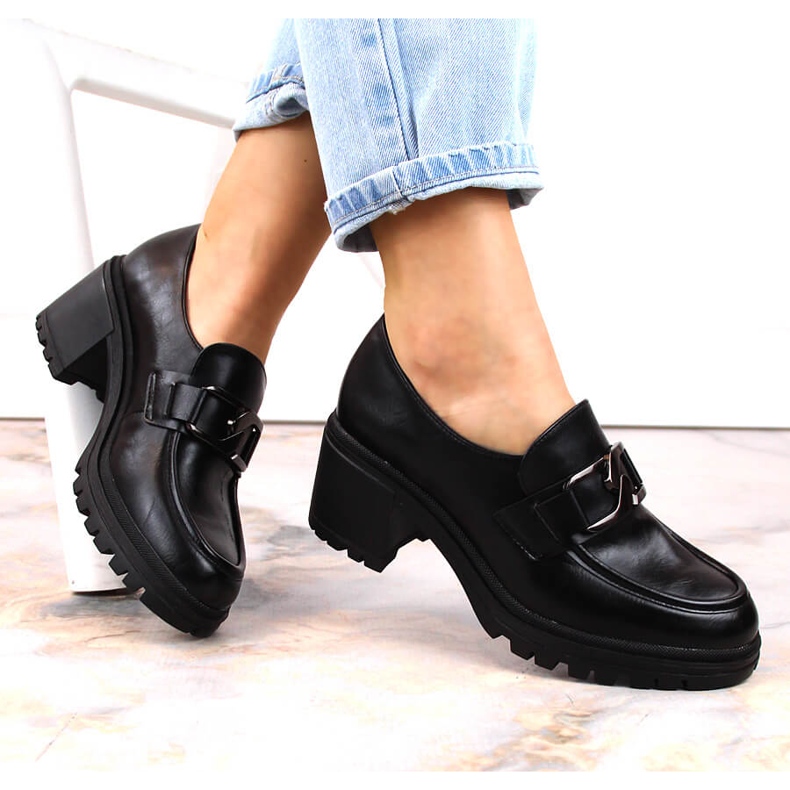 Vinceza 10921 crne mokasine na post i platformu crna 1