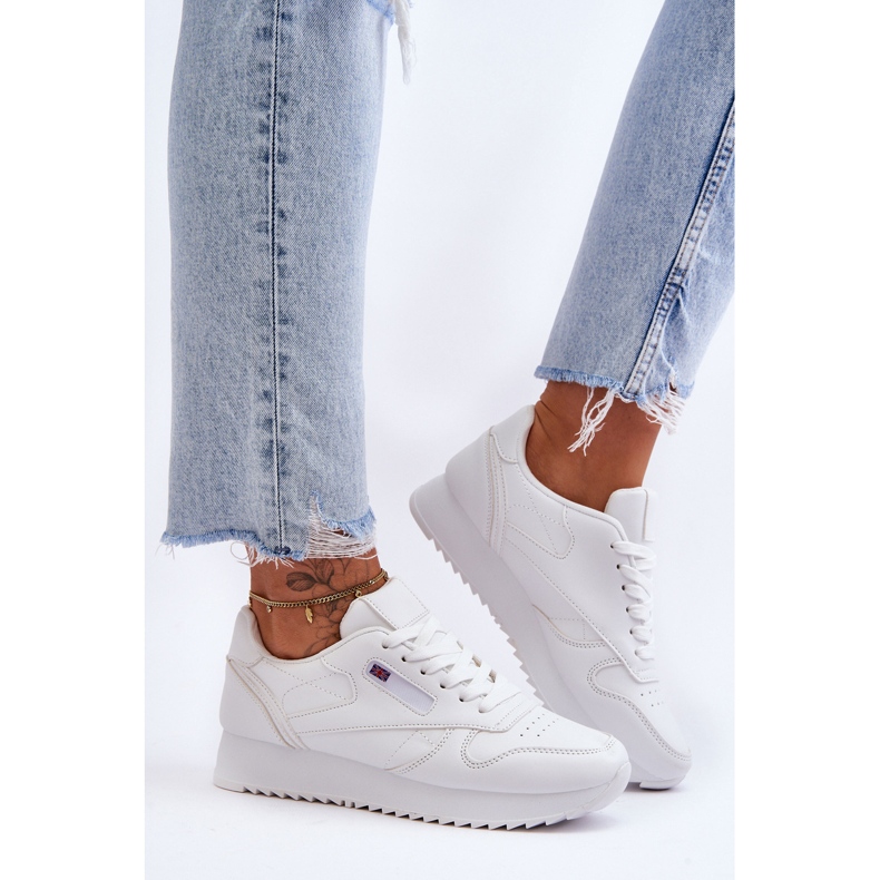 PM1 Bijele Merida kožne sportske cipele s platformom na vezanje bijela 1