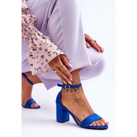 Plave Madame sandale na visoku petu od brušene kože plava 1