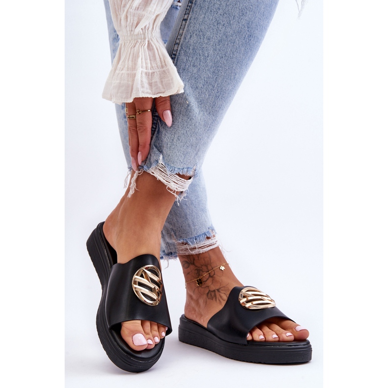 Ženske papuče s Black Secrets ukrasom crna 1