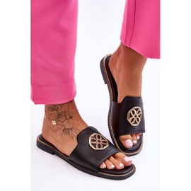 Ženske klasične sandale s ravnom petom, crne Larotte crno 1