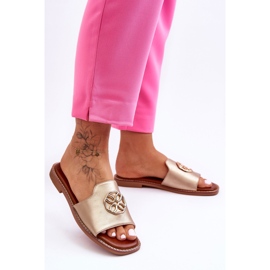 Ženske klasične sandale na ravnu petu zlatne Larotte zlatna 1